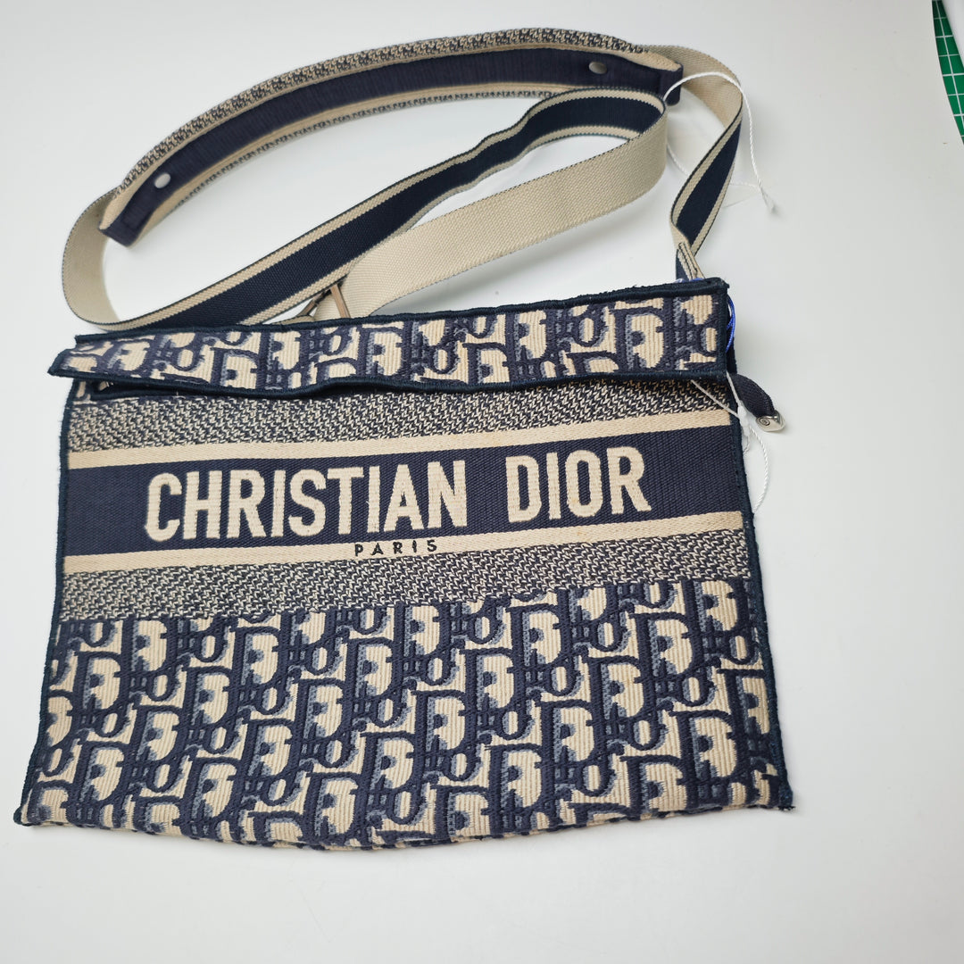 Dior Oblique Toile Flat Sac porté croisé