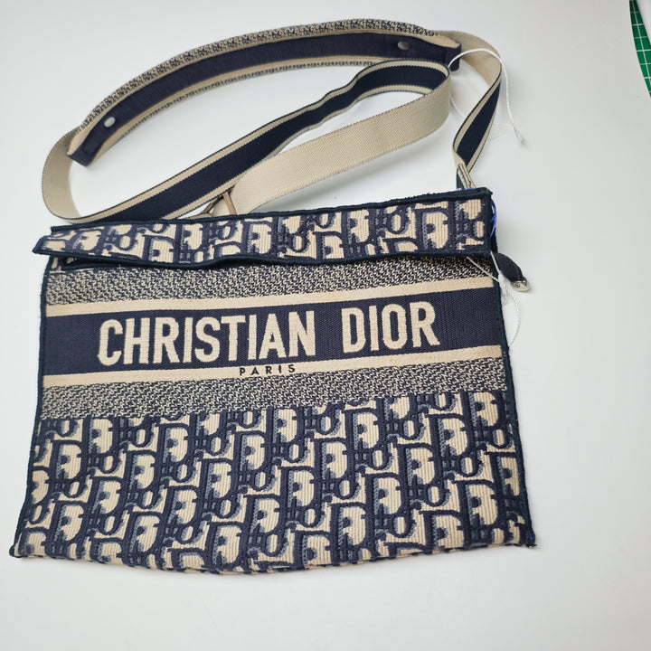 Dior Oblique Toile Flat Sac porté croisé