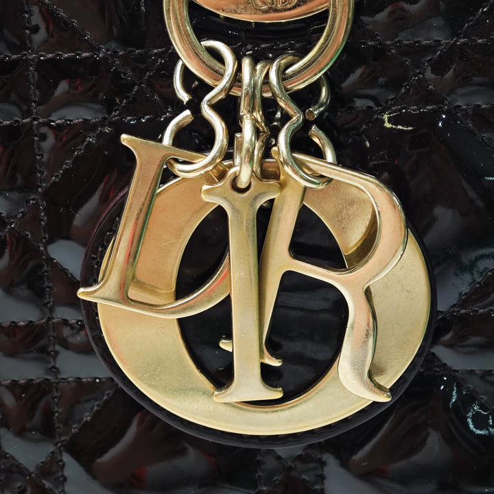 Dior Medium Cuir verni Cannage Lady Dior
