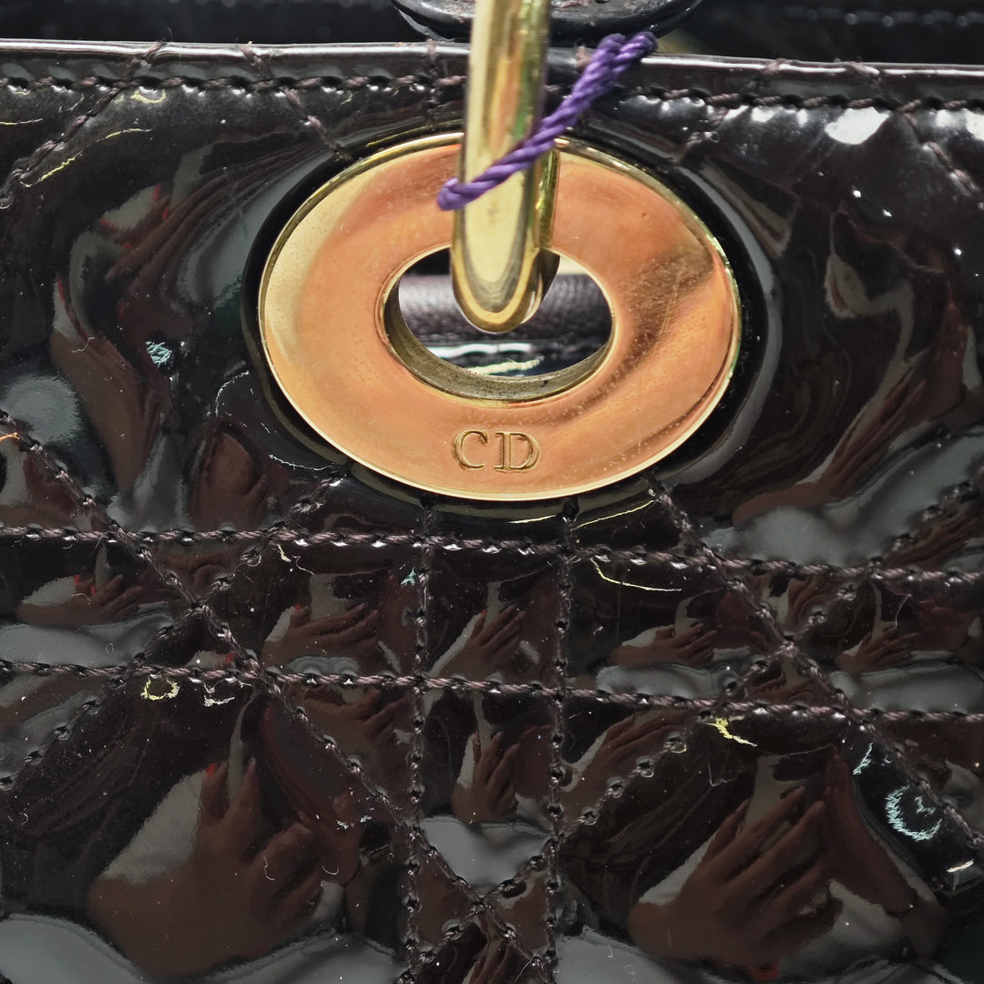 Dior Medium Cuir verni Cannage Lady Dior