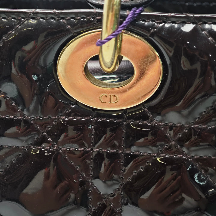 Dior Medium Cuir verni Cannage Lady Dior