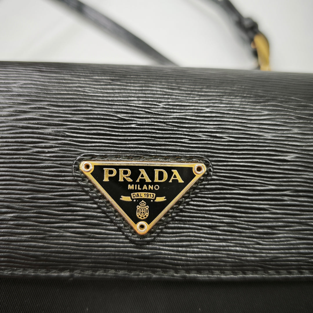 Prada Vitello Move et Tessuto Portefeuille On Strap