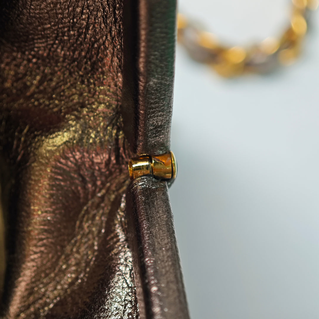 Chanel Mini CC Matelassé Metallic Cuir d’agneau Frame Sac porté croisé