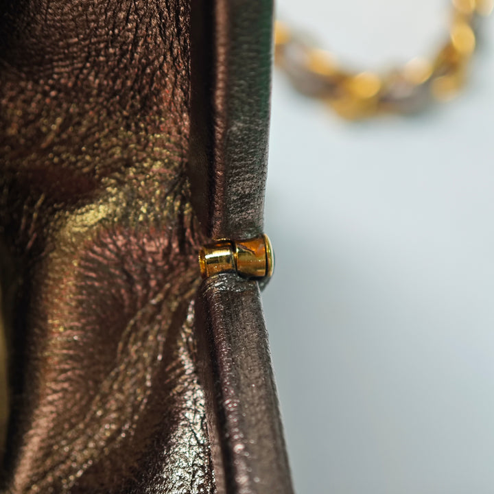 Chanel Mini CC Matelassé Metallic Cuir d’agneau Frame Sac porté croisé