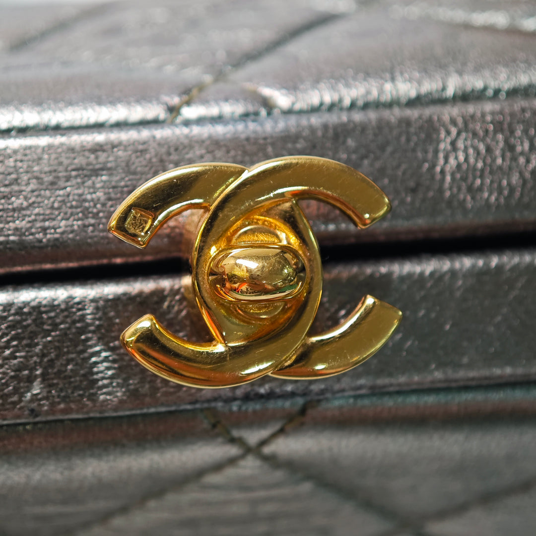 Chanel Mini CC Matelassé Metallic Cuir d’agneau Frame Sac porté croisé