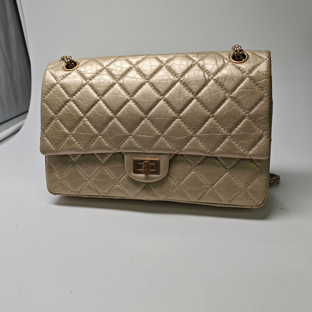 Chanel Matelassé Metallic vieilli Cuir de veau Reissue 2.55 Double rabat 226