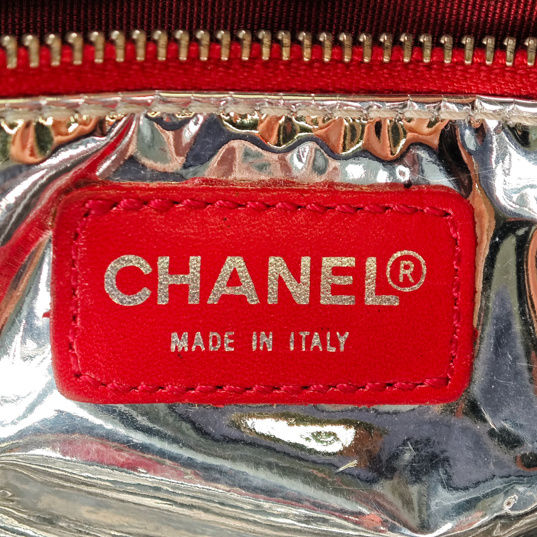 Chanel CC Toile et Chocolate Bar Metallic Cuir d’agneau No 5 à rabat