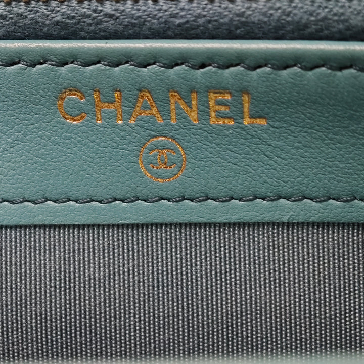 Chanel Raffia Deauville Double Zip Pochette avec chaîne