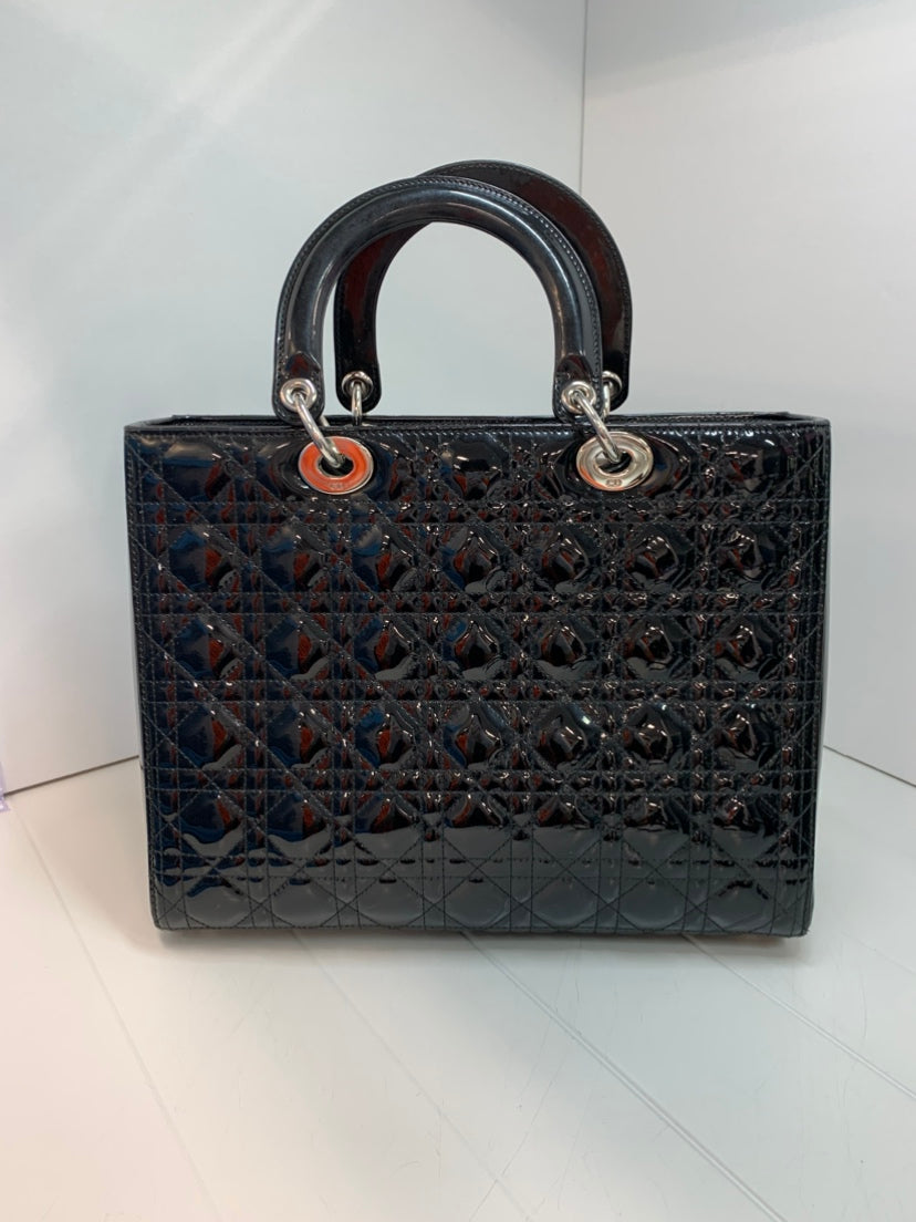 Dior Large Cuir verni Cannage Lady Dior