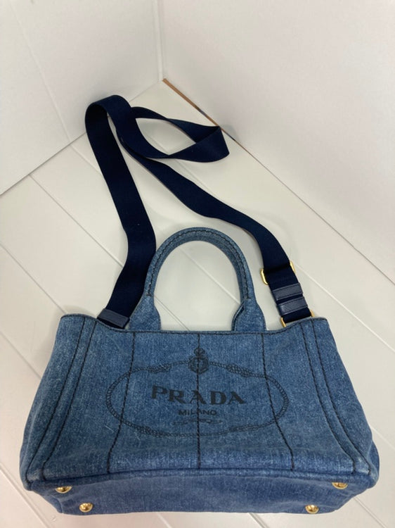 Prada Small Jean Canapa Logo Cabas