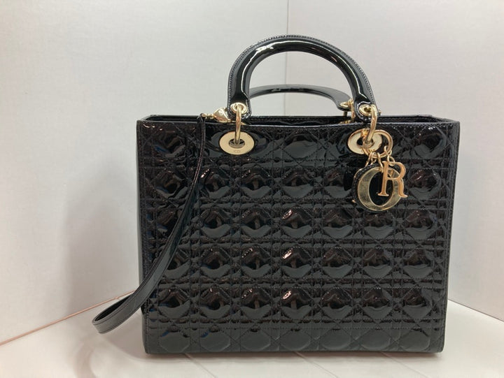 Dior Large Cuir verni Cannage Lady Dior
