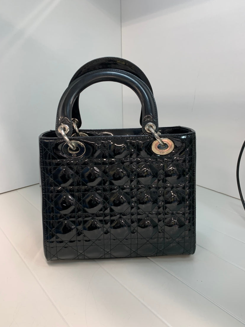 Dior Medium Cuir verni Cannage Lady Dior