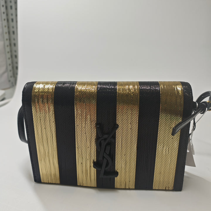 Saint Laurent Metallic Striped Fabric Monogram Kate Sac porté croisé