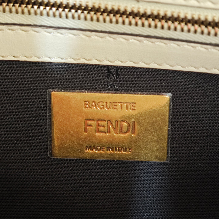 Fendi Bicolor Cuir Chain Midi Baguette