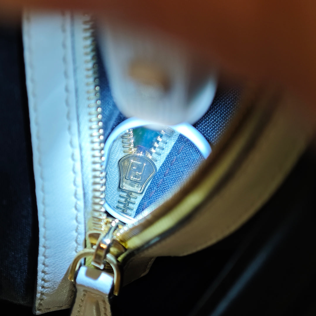 Fendi Bicolor Cuir Chain Midi Baguette