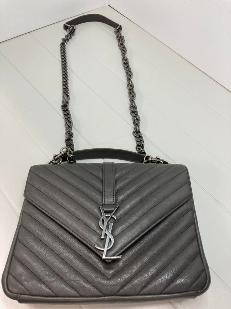 Saint Laurent Medium Chevron Sheepskin Monogram College Sac