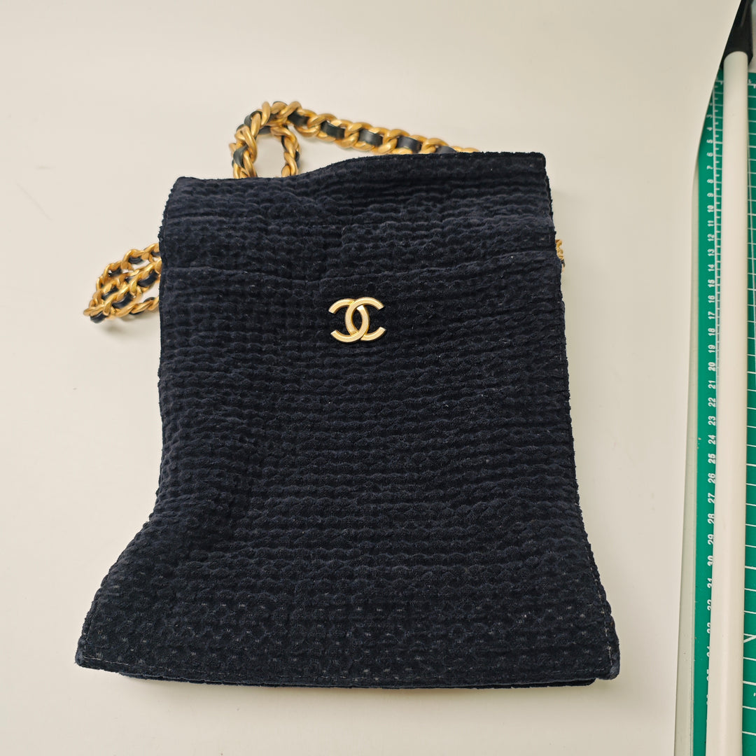 Chanel CC Cotton Tweed Drawstring Shopping Cabas
