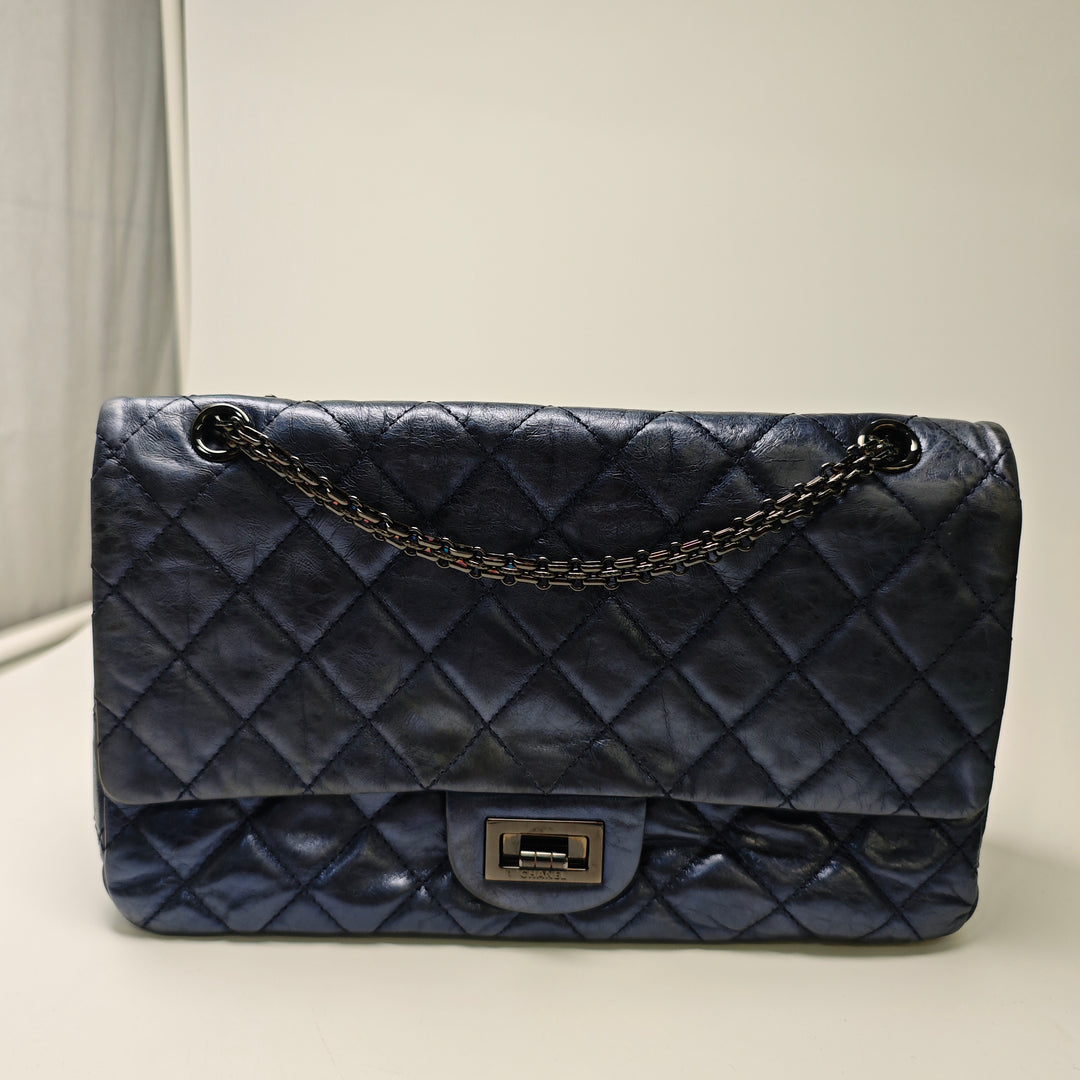 Chanel Matelassé Metallic vieilli Cuir de veau Reissue 2.55 Double rabat 227