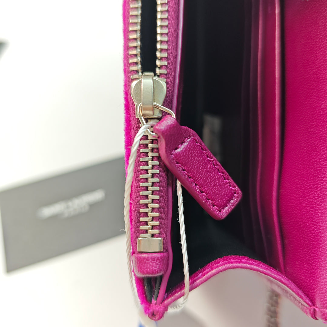 Saint Laurent Small Velours Monogram Kate Pompon Sac porté croisé