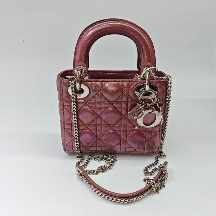Dior Mini Iridescent Cuir d’agneau Cannage Lady Dior