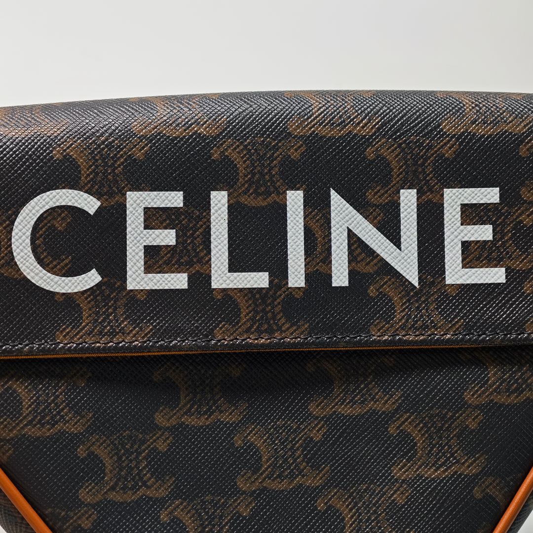 Celine Triomphe Coated Toile Logo Triangle Sac porté croisé