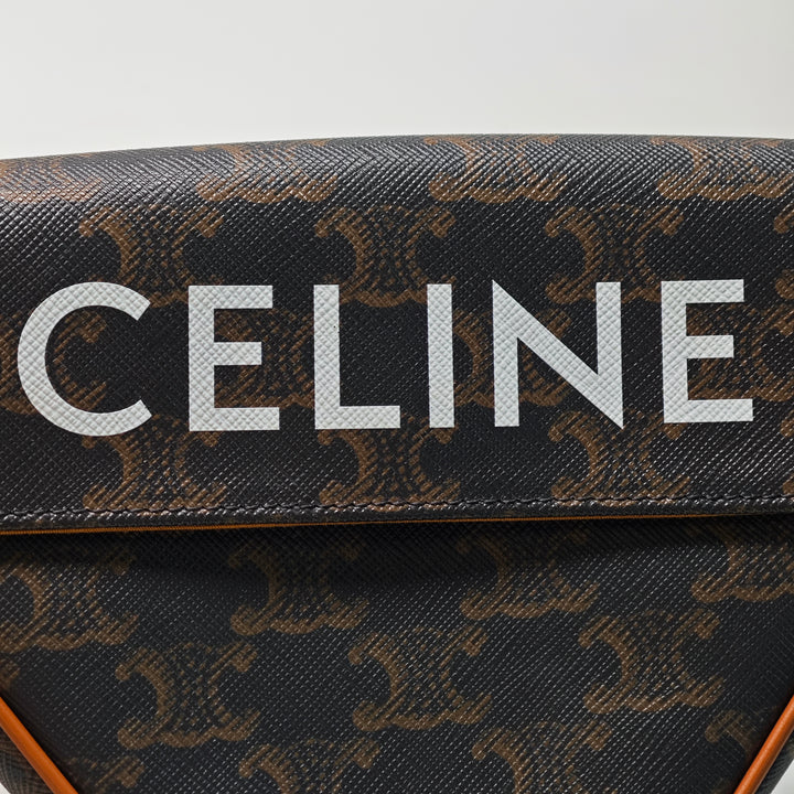 Celine Triomphe Coated Toile Logo Triangle Sac porté croisé