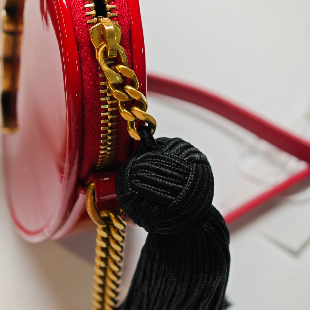 Saint Laurent Small Cuir verni Sac Coeur Heart Sac porté croisé