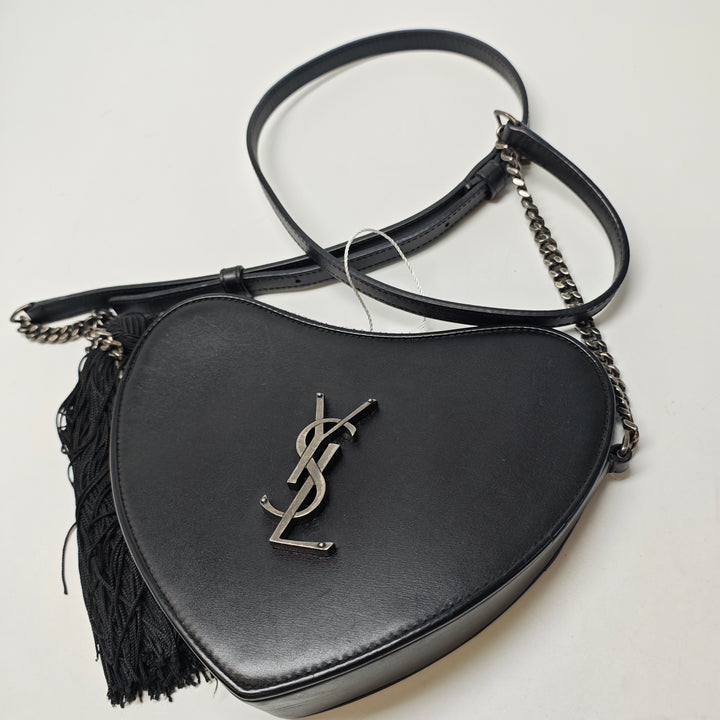 Saint Laurent Cuir Monogram Heart Pompon Sac porté croisé