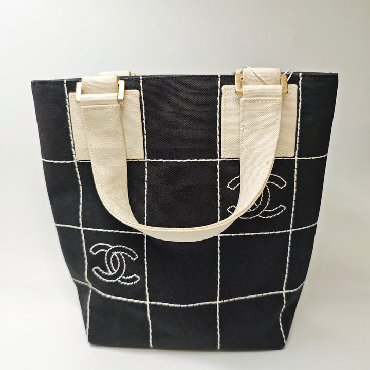 Chanel Small CC Chocolate Bar Toile Cabas