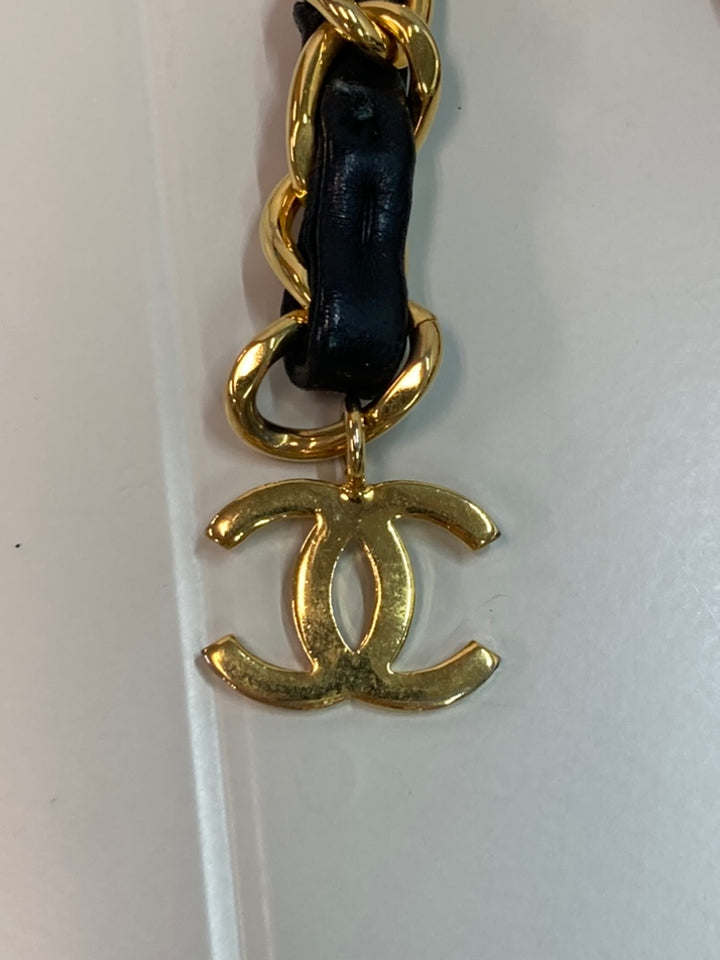 Chanel CC plaqué Cuir Woven Chain Link Belt