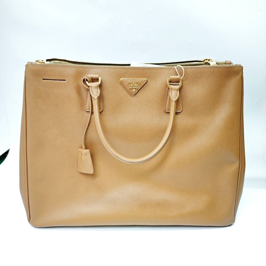 Prada Extra Large Saffiano Lux Galleria Double Zip Cabas