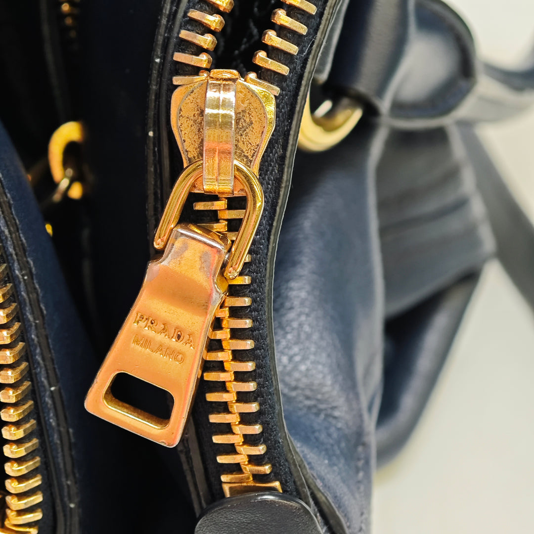 Prada Soft Veau Double Zip Convertible Cabas