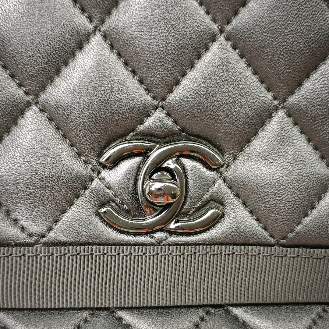 Chanel CC Matelassé Cuir d’agneau et Grosgrain So à rabat