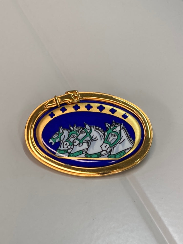 Hermès Émail Chevaux Pin Broche