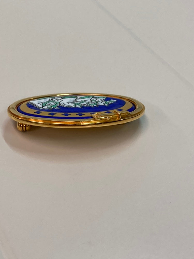 Hermès Émail Chevaux Pin Broche