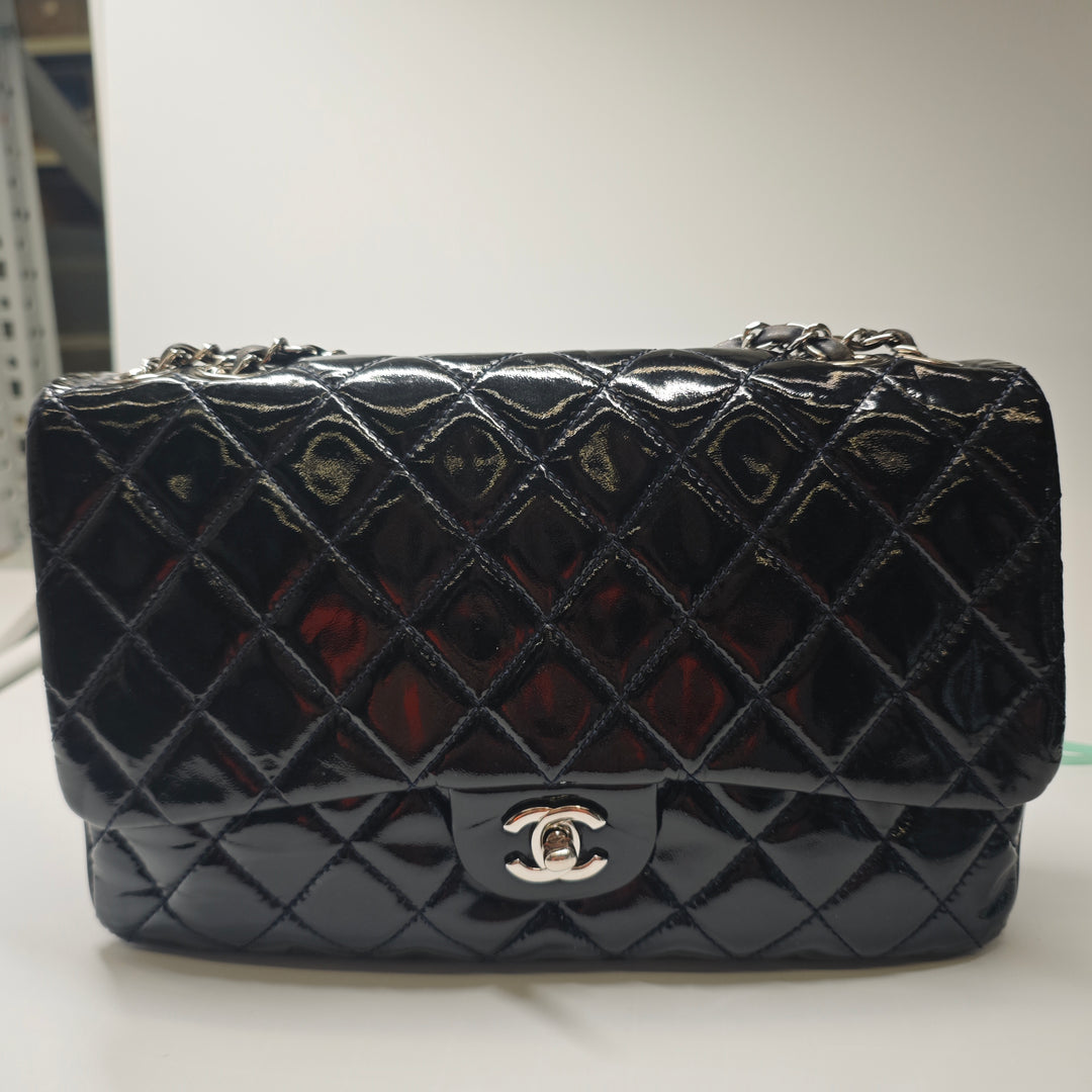 Chanel Jumbo Matelassé Cuir verni 3 Compartment à rabat