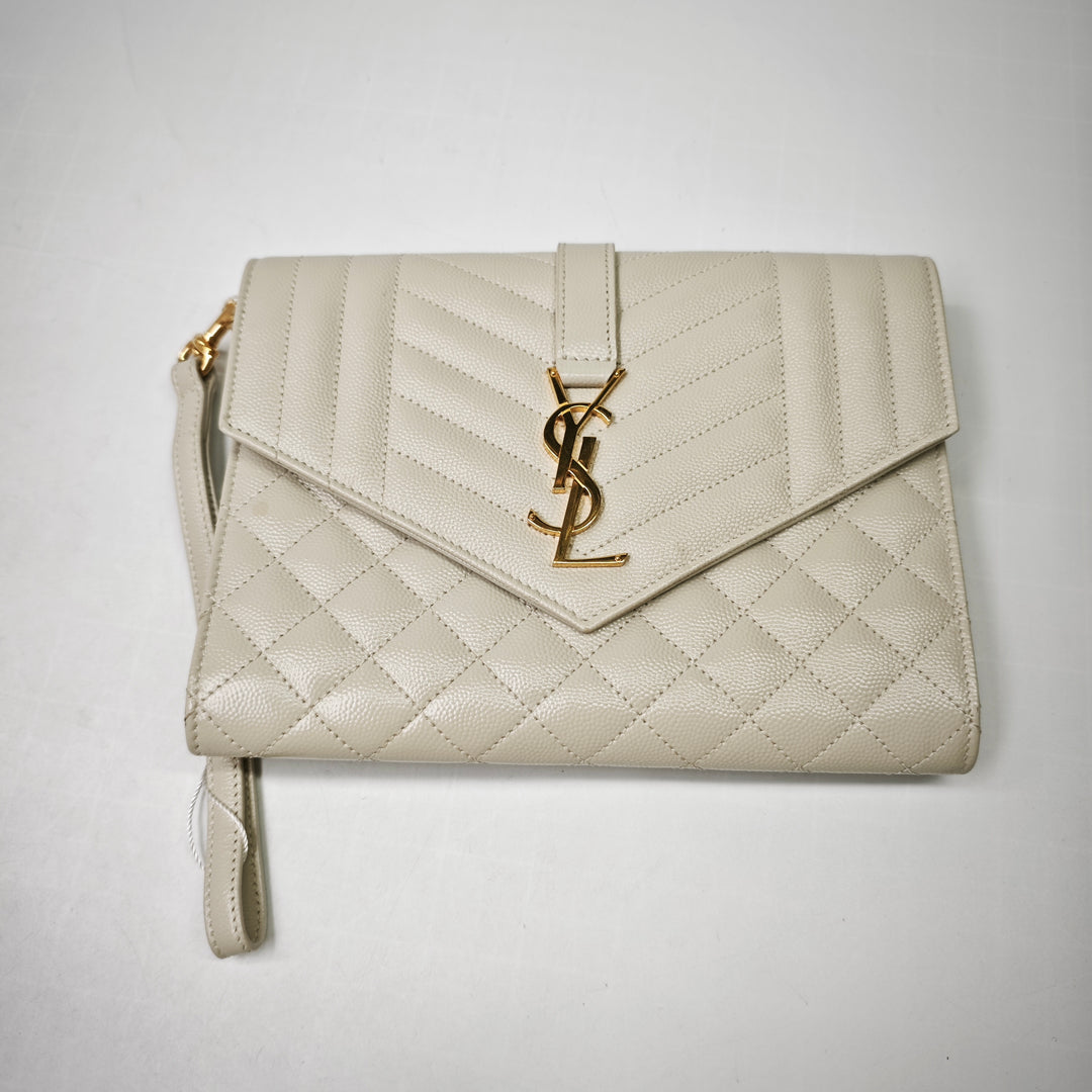 Saint Laurent Grain De Poudre Triquilt Monogram Envelope Pochette