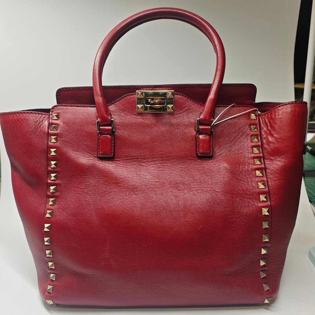 Valentino Medium Cuir Rockstud Double Handle Cabas