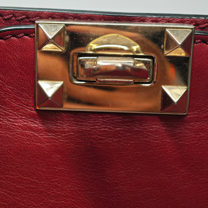 Valentino Medium Cuir Rockstud Double Handle Cabas
