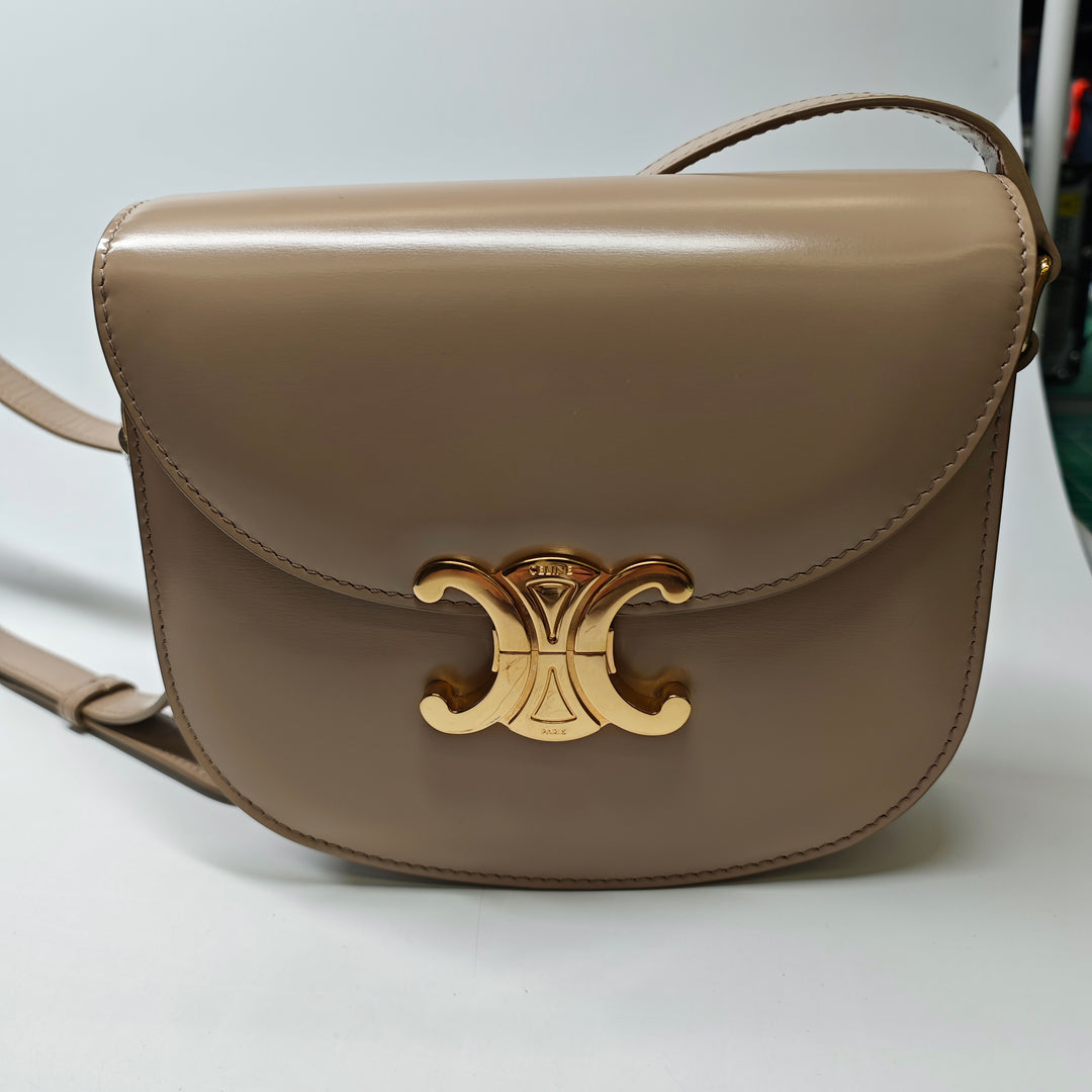 Celine Teen brillant Cuir de veau Triomphe Besace Clea Sac porté croisé