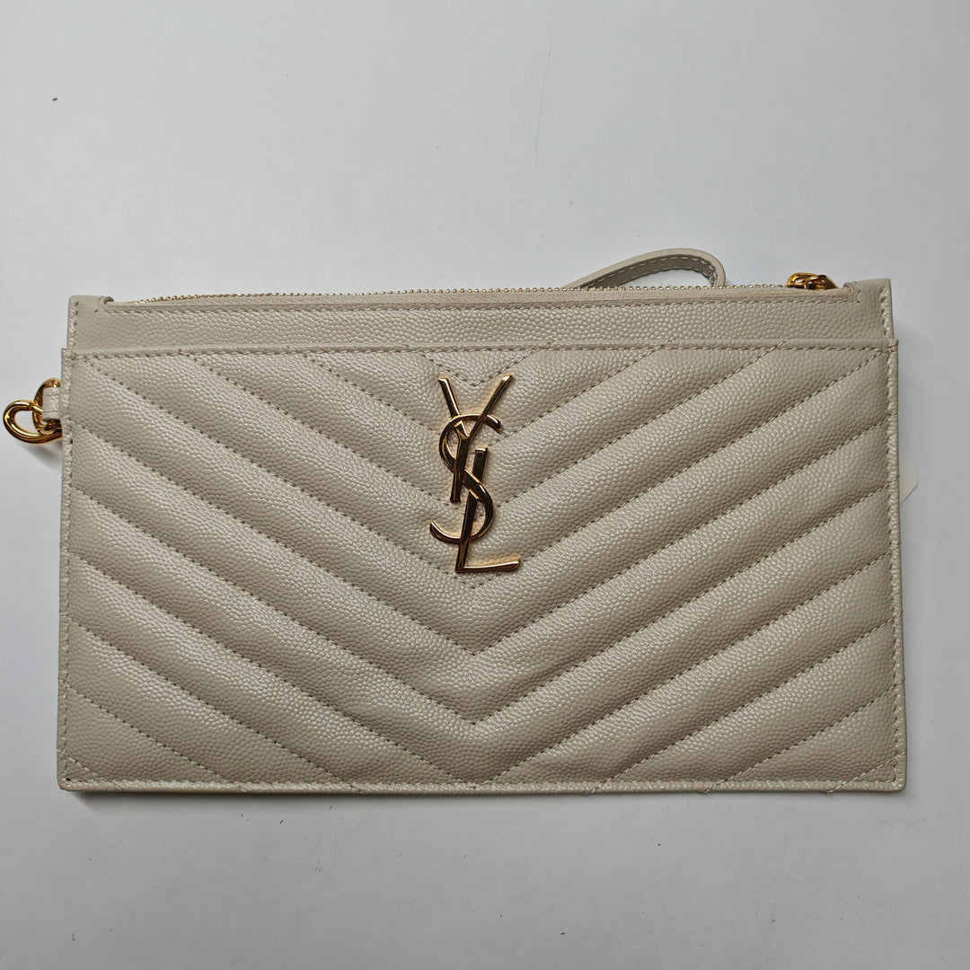 Saint Laurent Grain De Poudre Chevron Monogram Bill Pochette