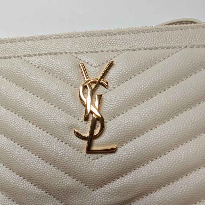 Saint Laurent Grain De Poudre Chevron Monogram Bill Pochette