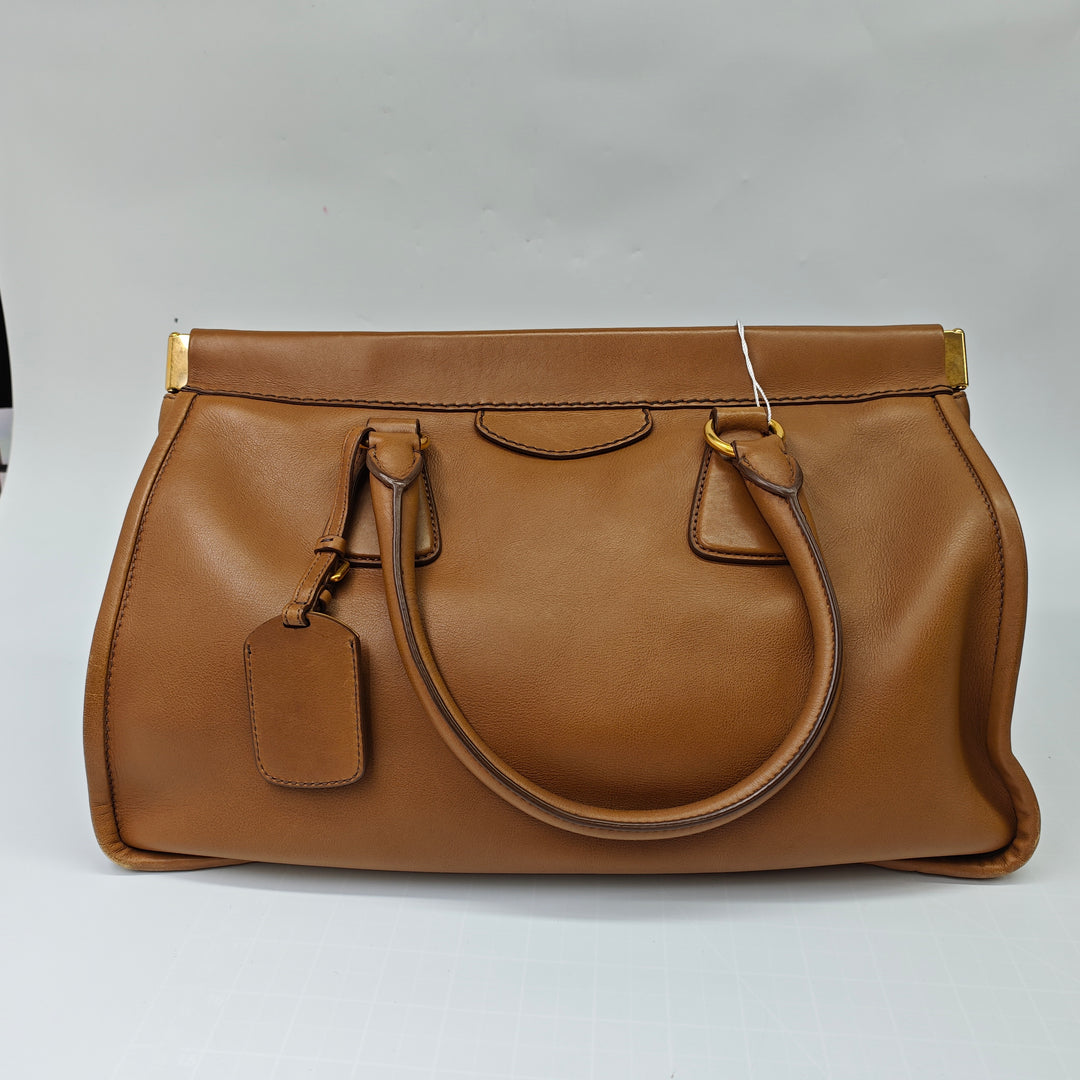 Prada City Veau Frame anse supérieure Cabas