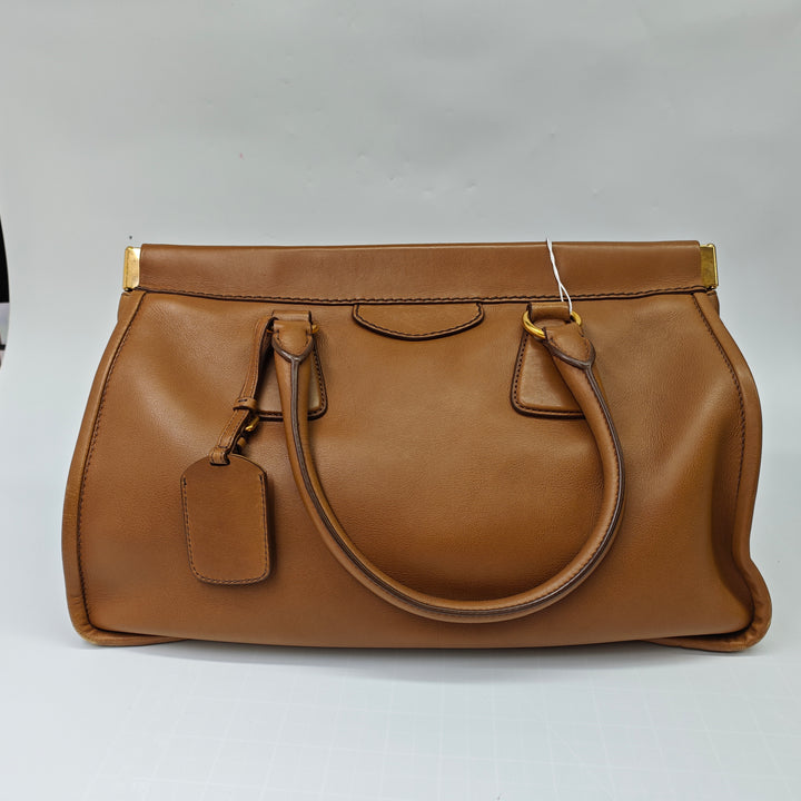 Prada City Veau Frame anse supérieure Cabas
