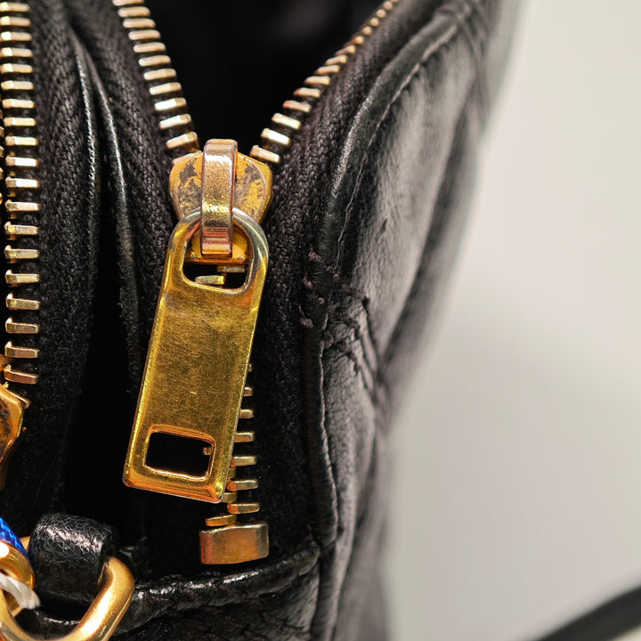 Saint Laurent Mini Matelassé Cuir d’agneau Becky Double Zip Sac porté croisé