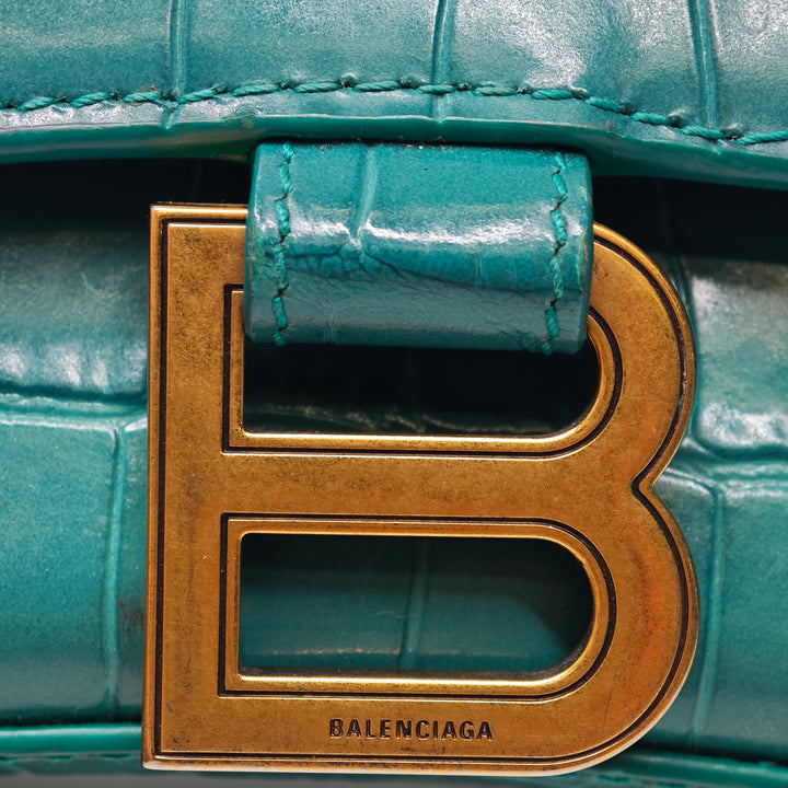 Balenciaga Croc embossé Cuir de veau Hourglass sac à anse supérieure XS