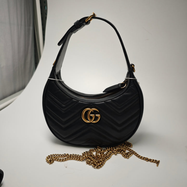 Gucci Mini GG Marmont Matelasse Cuir de veau Half Moon Sac
