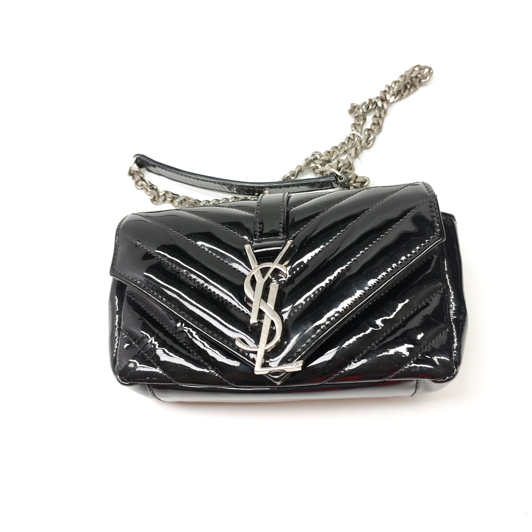 Saint Laurent Baby Chevron Cuir verni Classic Monogram Sac à chaîne