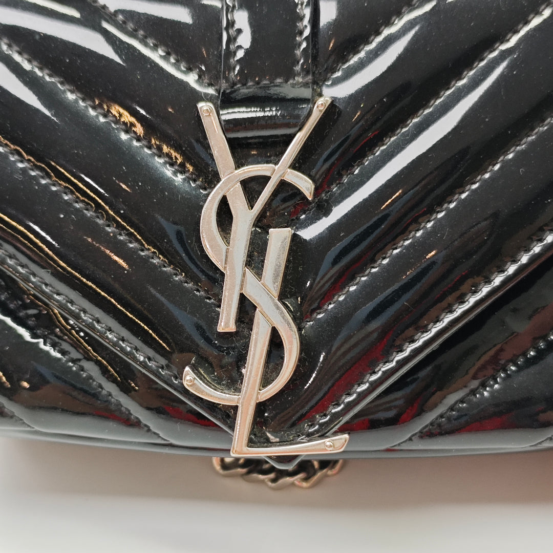 Saint Laurent Baby Chevron Cuir verni Classic Monogram Sac à chaîne