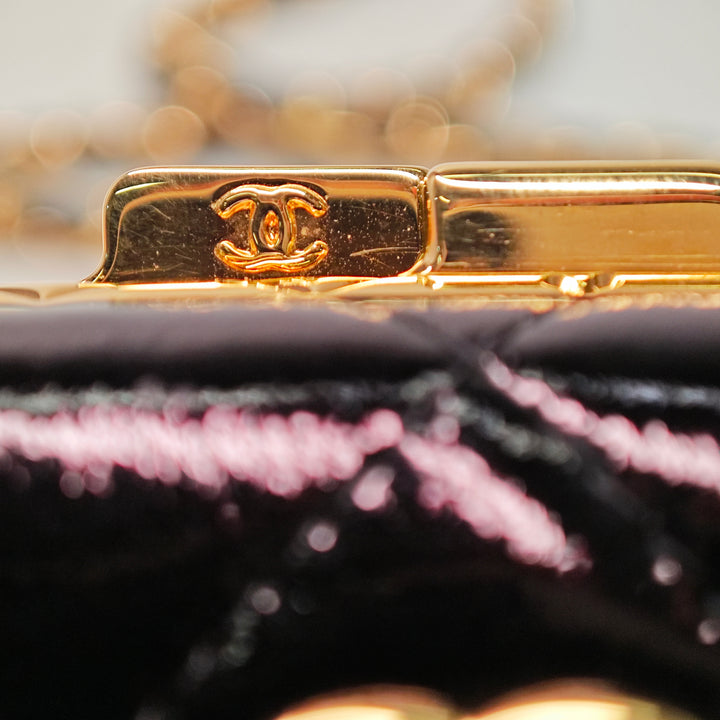 Chanel Large Glazed Cuir de chèvre Boîte avec chaîne